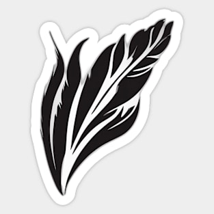 Elegant White Feather on Black Background No. 449 Sticker